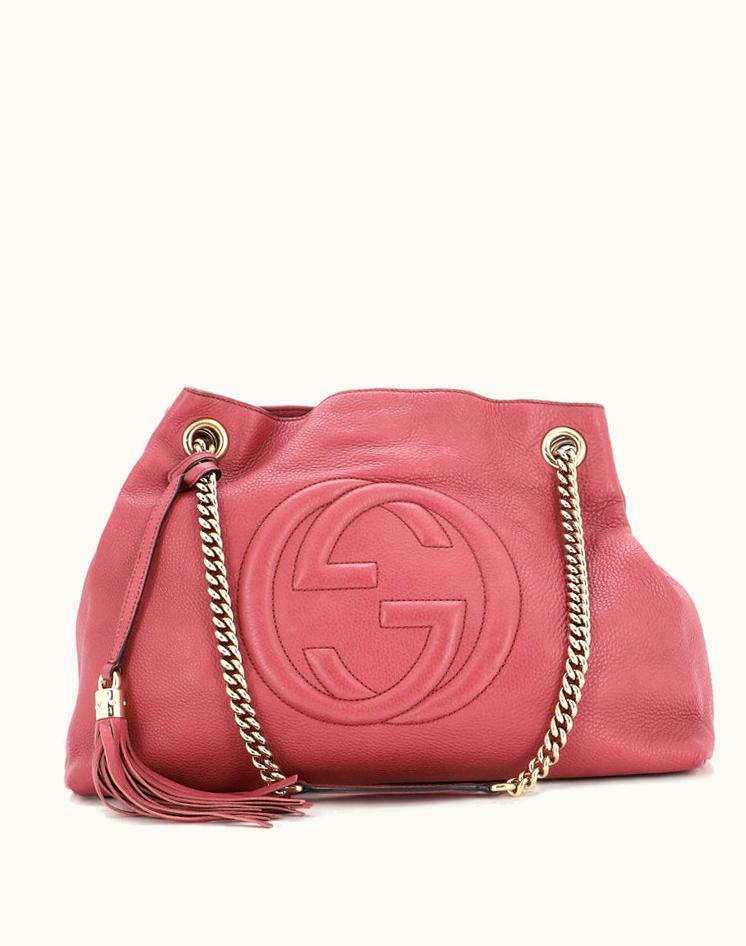 Gucci Gucci Soho Chain Strap Shoulder Bag Leather Medium Pink Gold