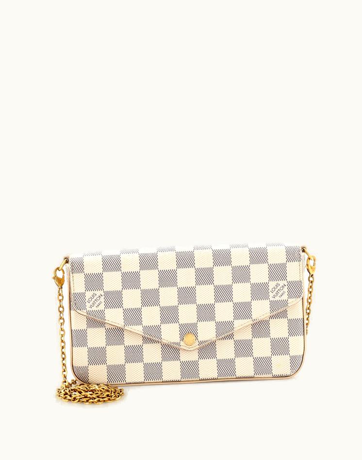 Louis Vuitton Louis Vuitton Felicie Pochette Damier Coated Canvas White & Pink Gold Hardware