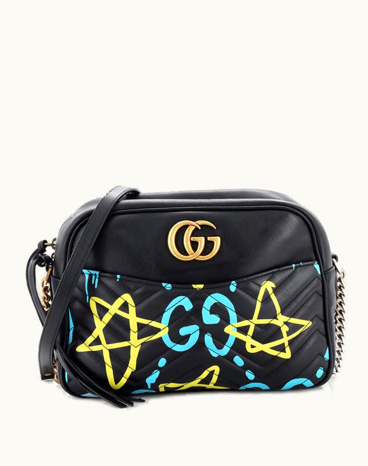 Gucci Gucci GG Marmont Shoulder Bag GucciGhost Matelasse Medium Black