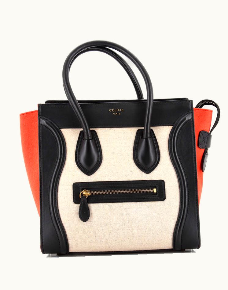 Celine Celine Micro Tricolor Luggage Bag Canvas And Leather Black