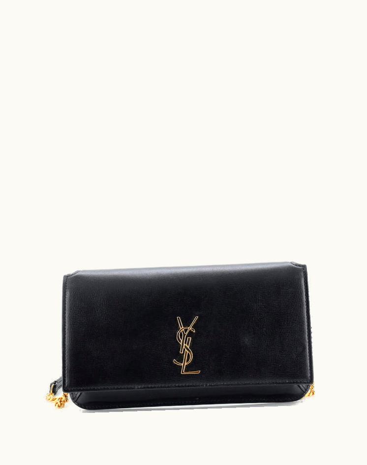 Saint Laurent Saint Laurent Classic Monogram Phone Holder Shoulder Bag Leather Black