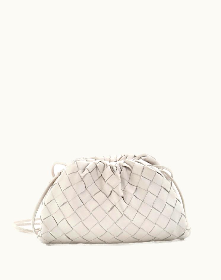 Bottega Veneta Bottega Veneta The Pouch Intrecciato Nappa Mini Leather Shoulder Bag White Gold