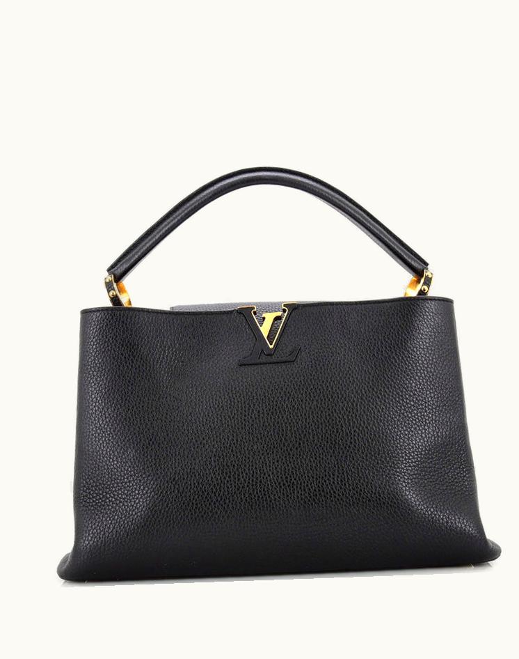 Louis Vuitton Louis Vuitton Capucines Bag Leather MM Black & Pink