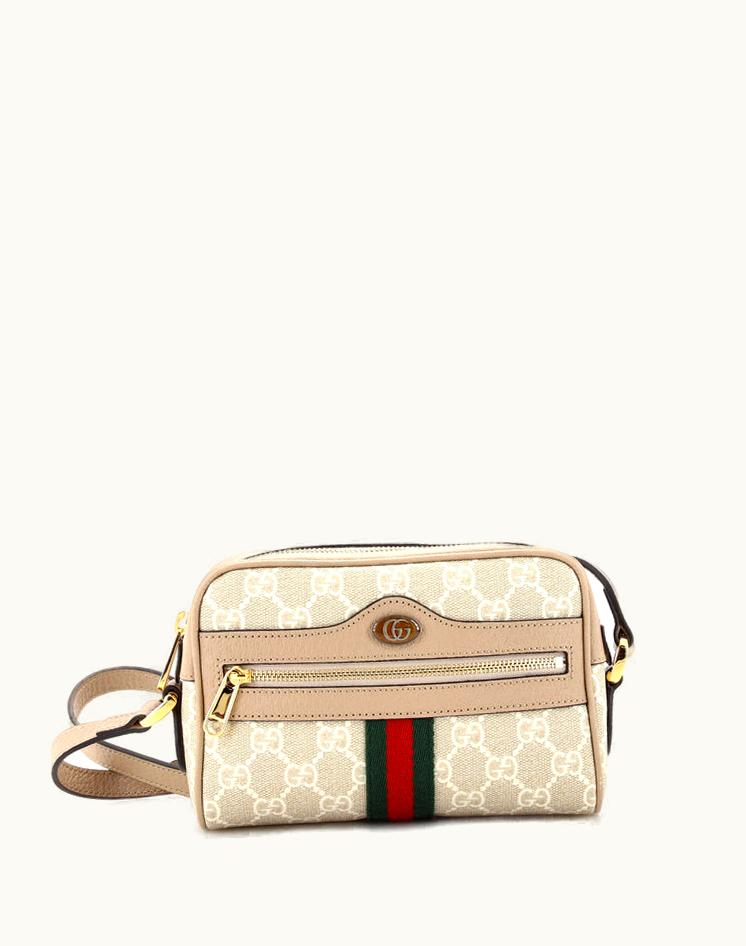 Gucci Gucci Ophidia Shoulder Bag GG Coated Canvas Mini Neutral Beige