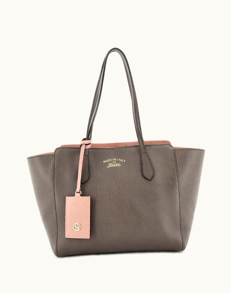 Gucci Gucci Swing Tote Leather Small Brown Luxury Handbag