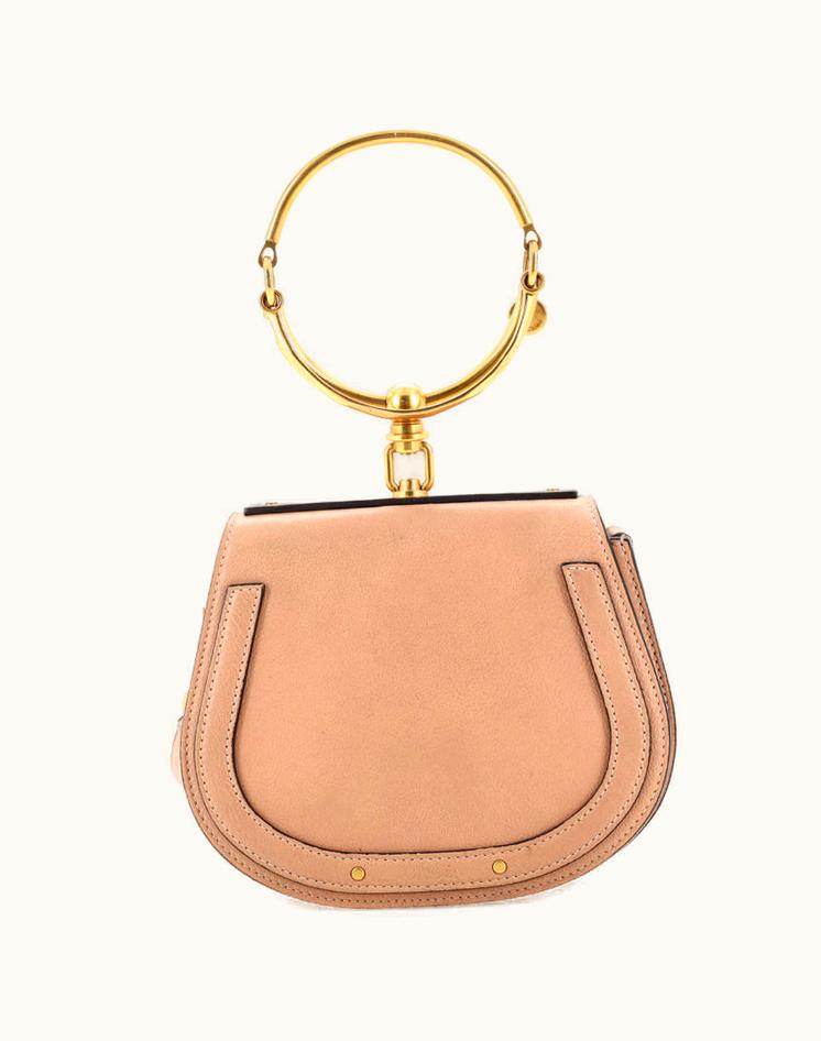 Chloe Chloe Nile Crossbody Bag Leather Small Neutral & Gold