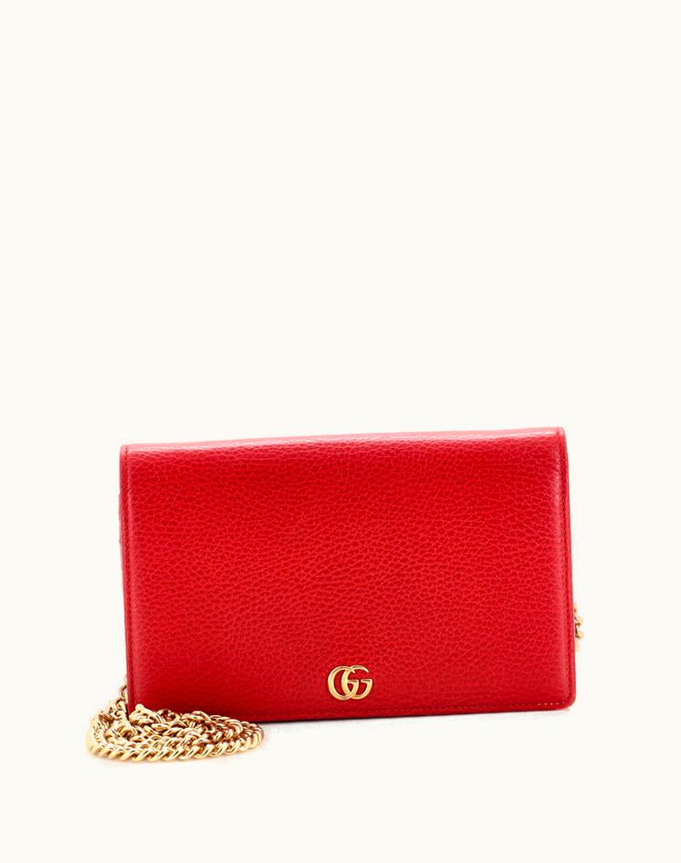 Gucci Gucci Petite GG Marmont Chain Wallet Leather Mini in Red