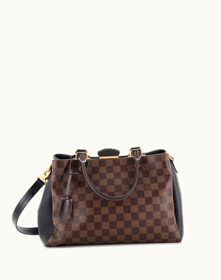Louis Vuitton Louis Vuitton Brittany Handbag Damier Black/Brown Leather-Coated Canvas Gold Hardware