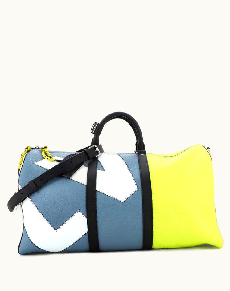 Louis Vuitton Louis Vuitton Keepall Bandouliere Bag Daybreak Colorblock Monogram Taurillon Leather 50 Blue Multicolor White Yellow