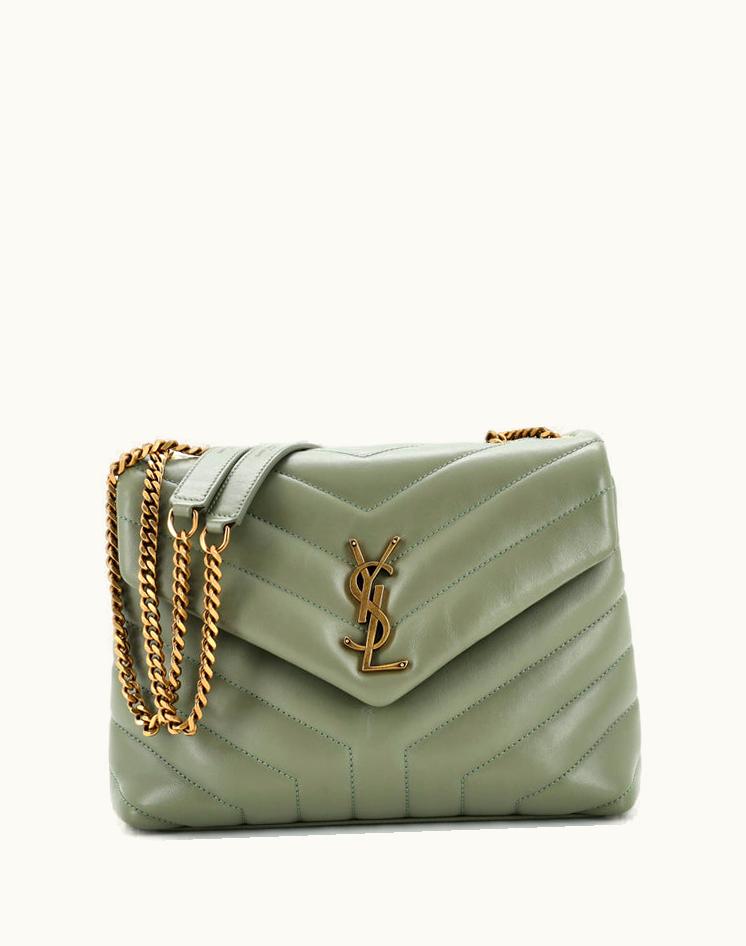 Saint Laurent Saint Laurent Loulou Shoulder Bag Matelasse Chevron Leather Small Green