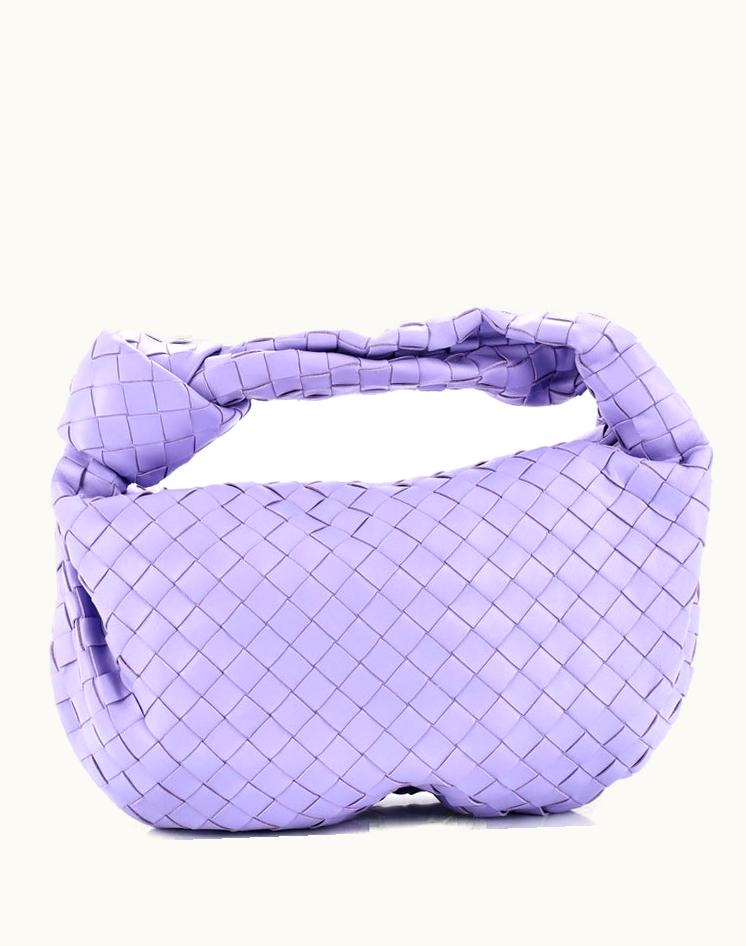 Bottega Veneta Bottega Veneta BV Jodie Hobo Intrecciato Nappa Teen Leather Shoulder Bag Purple Silver