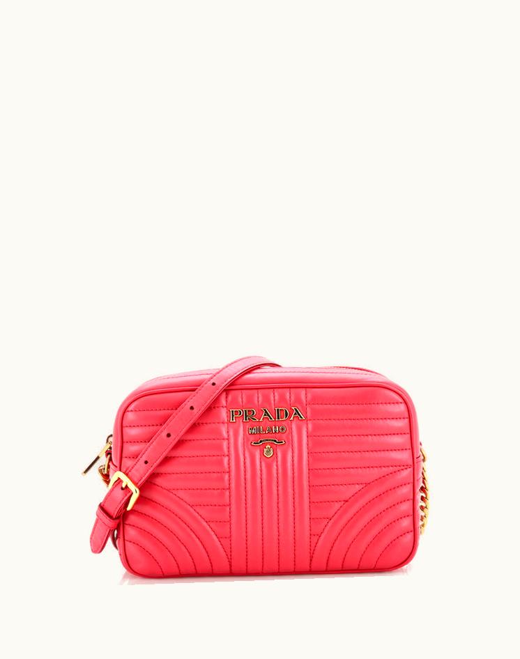 Prada Prada Camera Bag Diagramme Quilted Leather Small Pink Gold