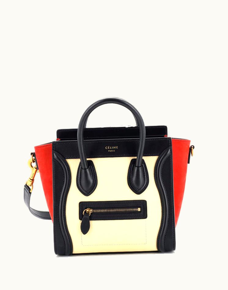 Celine Celine Nano Luggage Bag Leather Tricolor Black