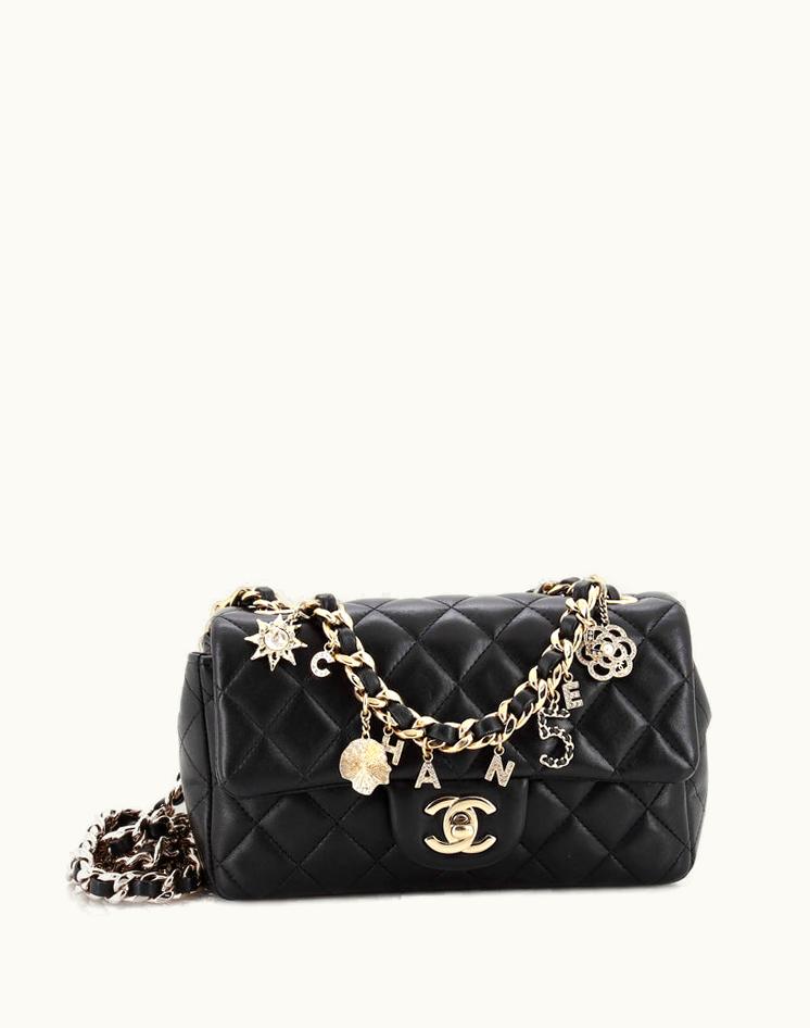 Chanel Chanel Coco Charms Classic Single Flap Bag Quilted Lambskin Mini