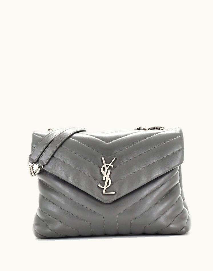 Saint Laurent Saint Laurent Loulou Shoulder Bag Matelasse Chevron Leather Medium in Gray
