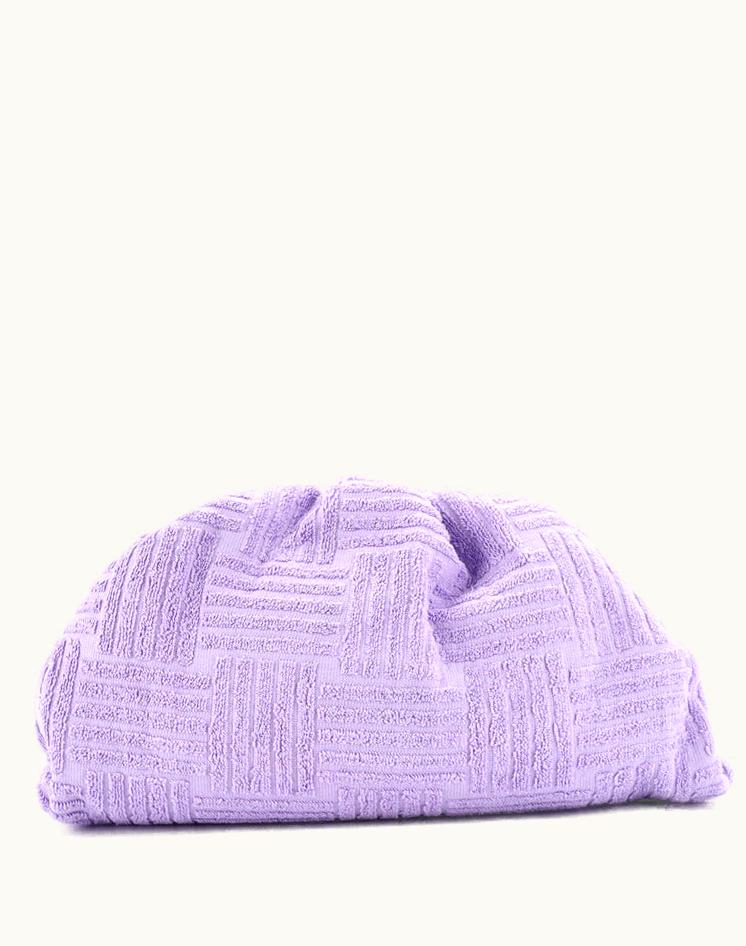 Bottega Veneta Bottega Veneta The Pouch Terry Cloth Fabric Clutch Purple