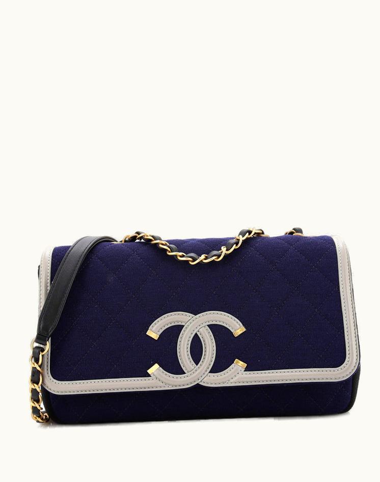 Chanel Chanel Filigree Flap Bag Quilted Jersey Medium