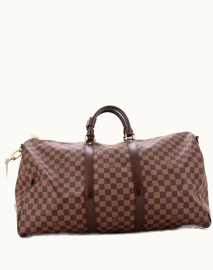 Louis Vuitton Louis Vuitton Keepall Bandouliere Bag Damier 55 Canvas Coated Brown Gold