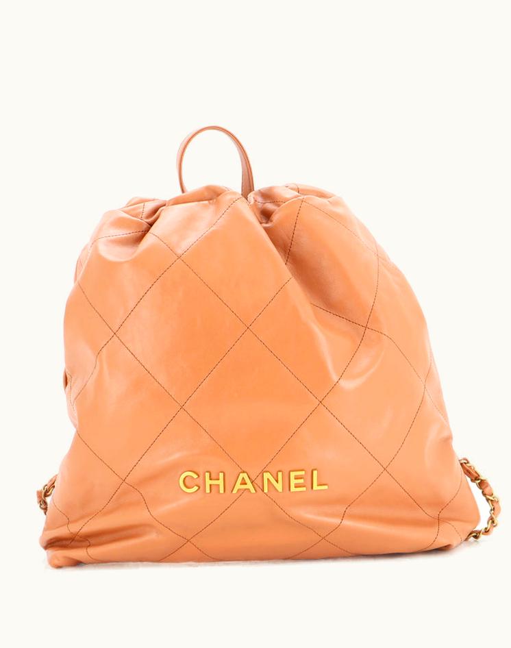 Chanel Chanel Quilted Calfskin Large Chain Backpack Beige