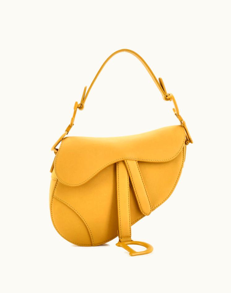 Dior Christian Dior Ultra Matte Saddle Handbag Leather Mini Yellow