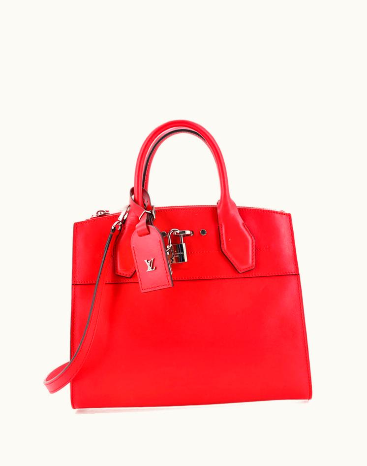 Louis Vuitton Louis Vuitton City Steamer Handbag Leather PM Red