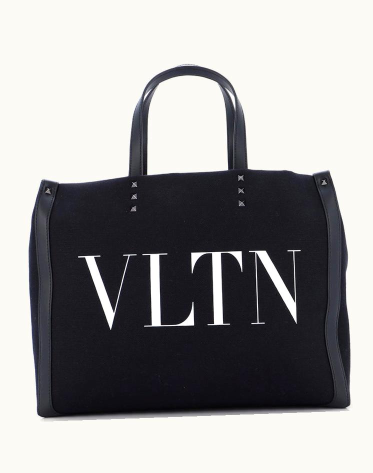 Valentino Valentino Garavani Grande Plage VLTN Tote Canvas Medium Black