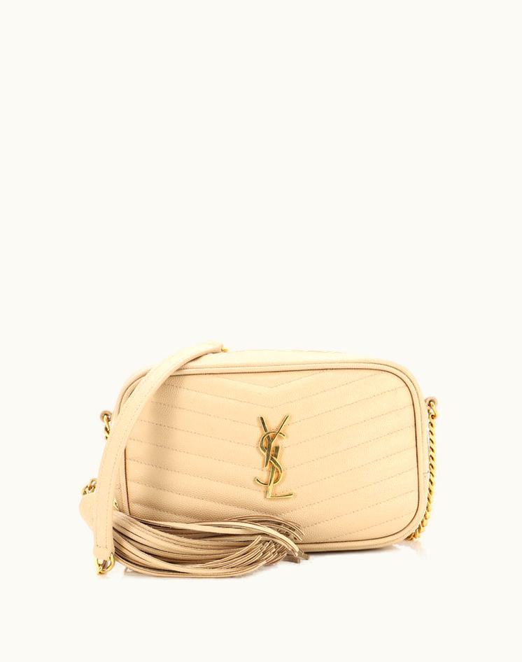 Saint Laurent Saint Laurent Lou Camera Bag Matelasse Chevron Leather Mini in Neutral & Black