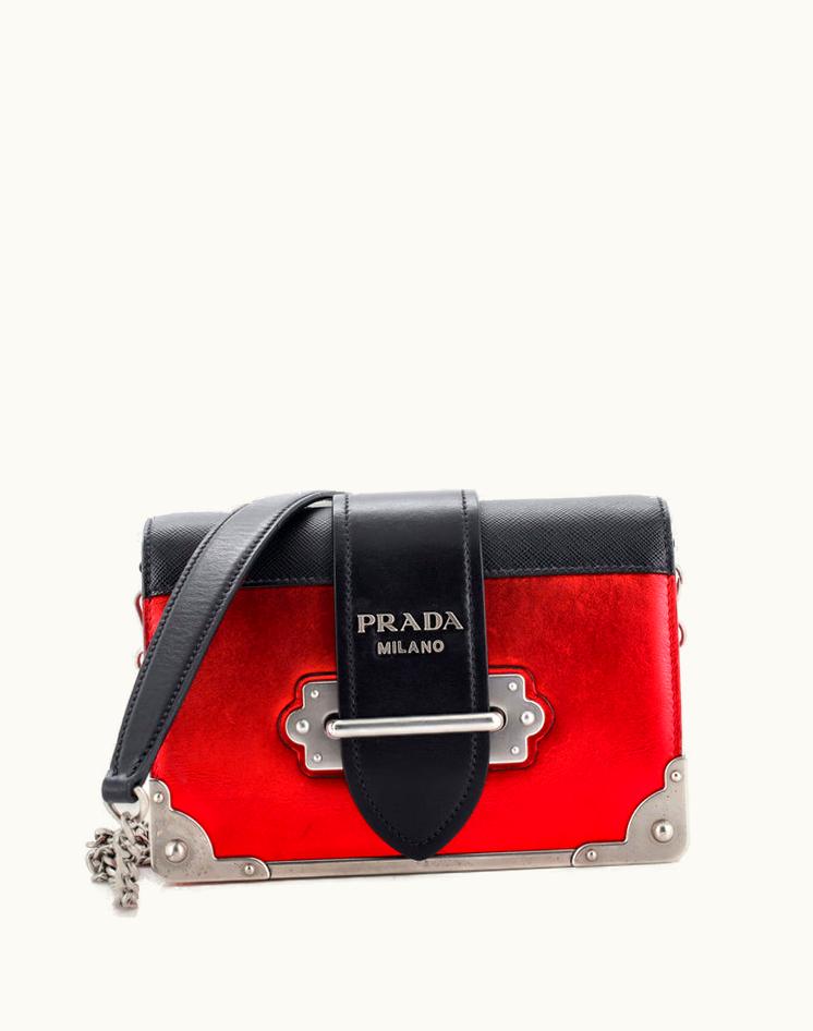 Prada Prada Cahier Chain Crossbody Bag City Calf And Saffiano Small