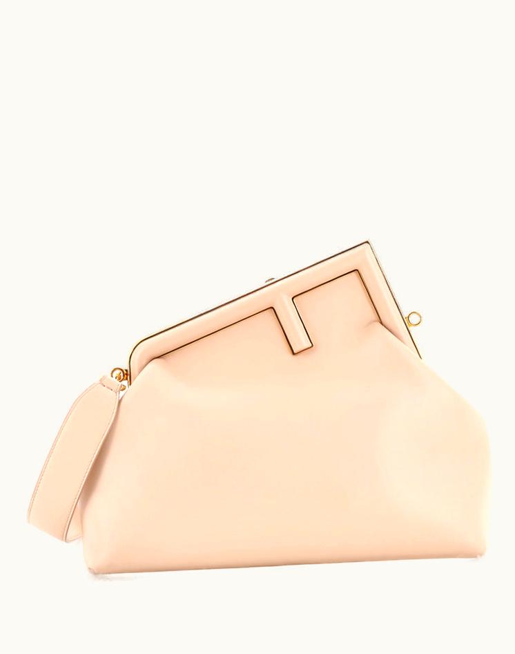 Fendi Fendi First Bag Leather Medium Neutral Beige
