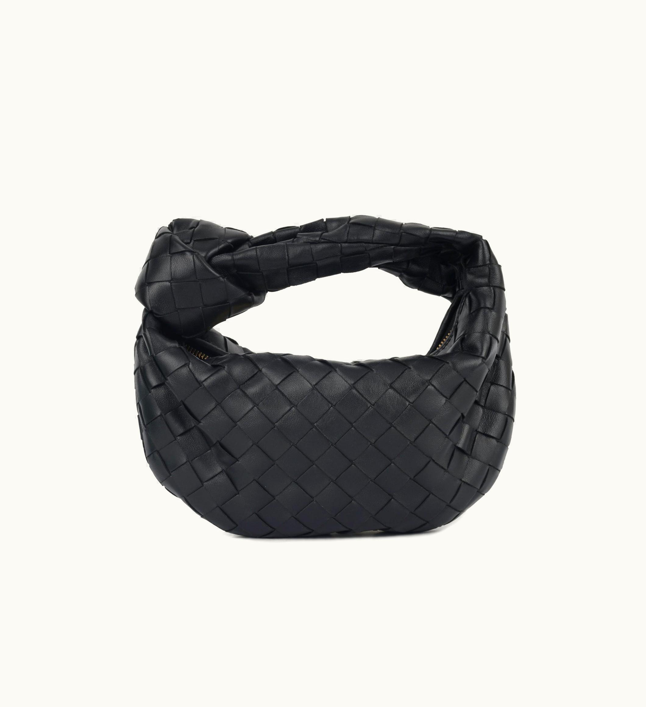 Bottega Veneta Bottega Veneta Mini Jodie Hobo Bag Black Intrecciato Lambskin