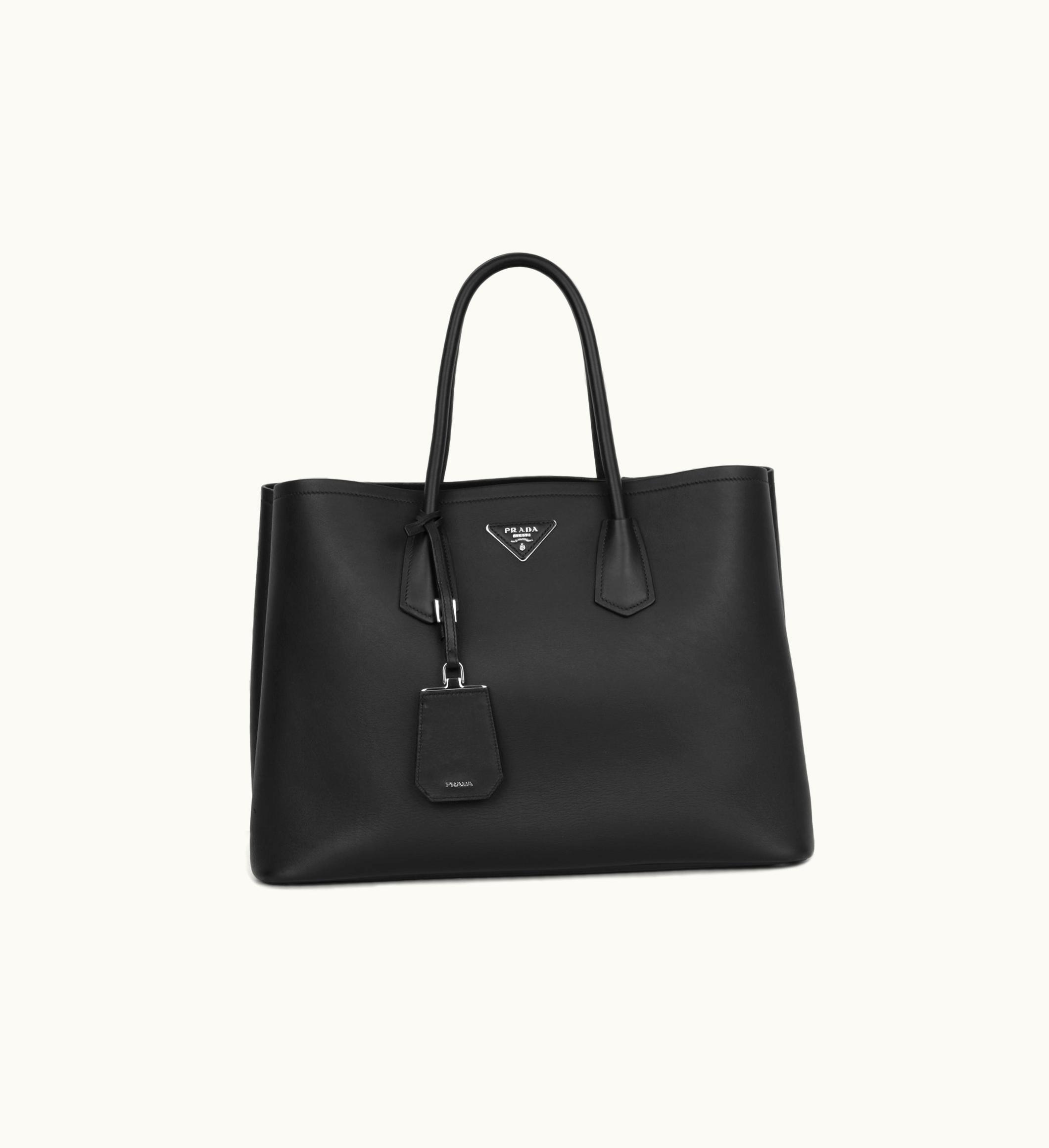 Prada Prada Large Double Tote - Black Matte Calfskin