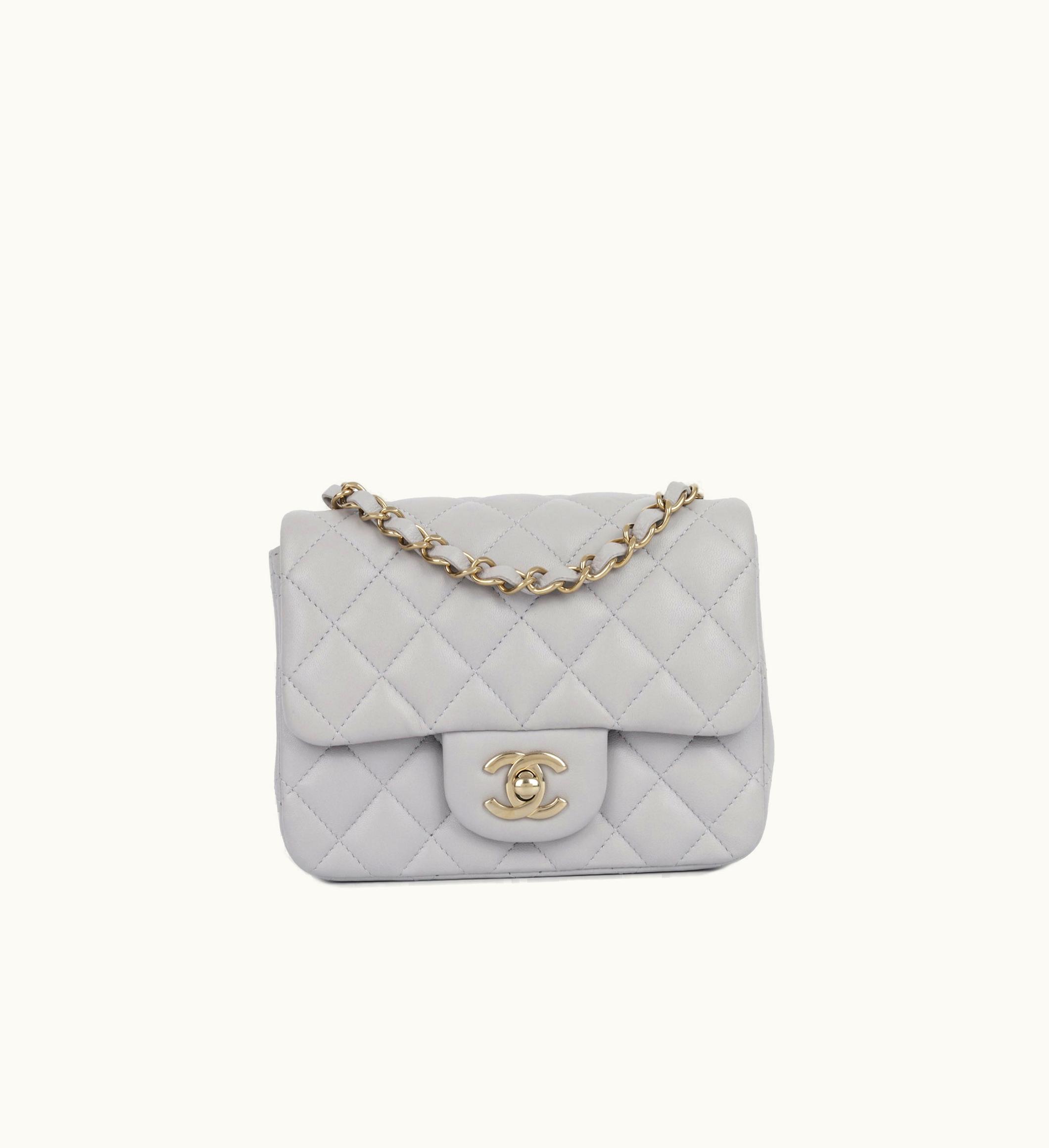 Chanel Chanel Classic Flap Bag - Mini Square Aubergine Caviar Silver