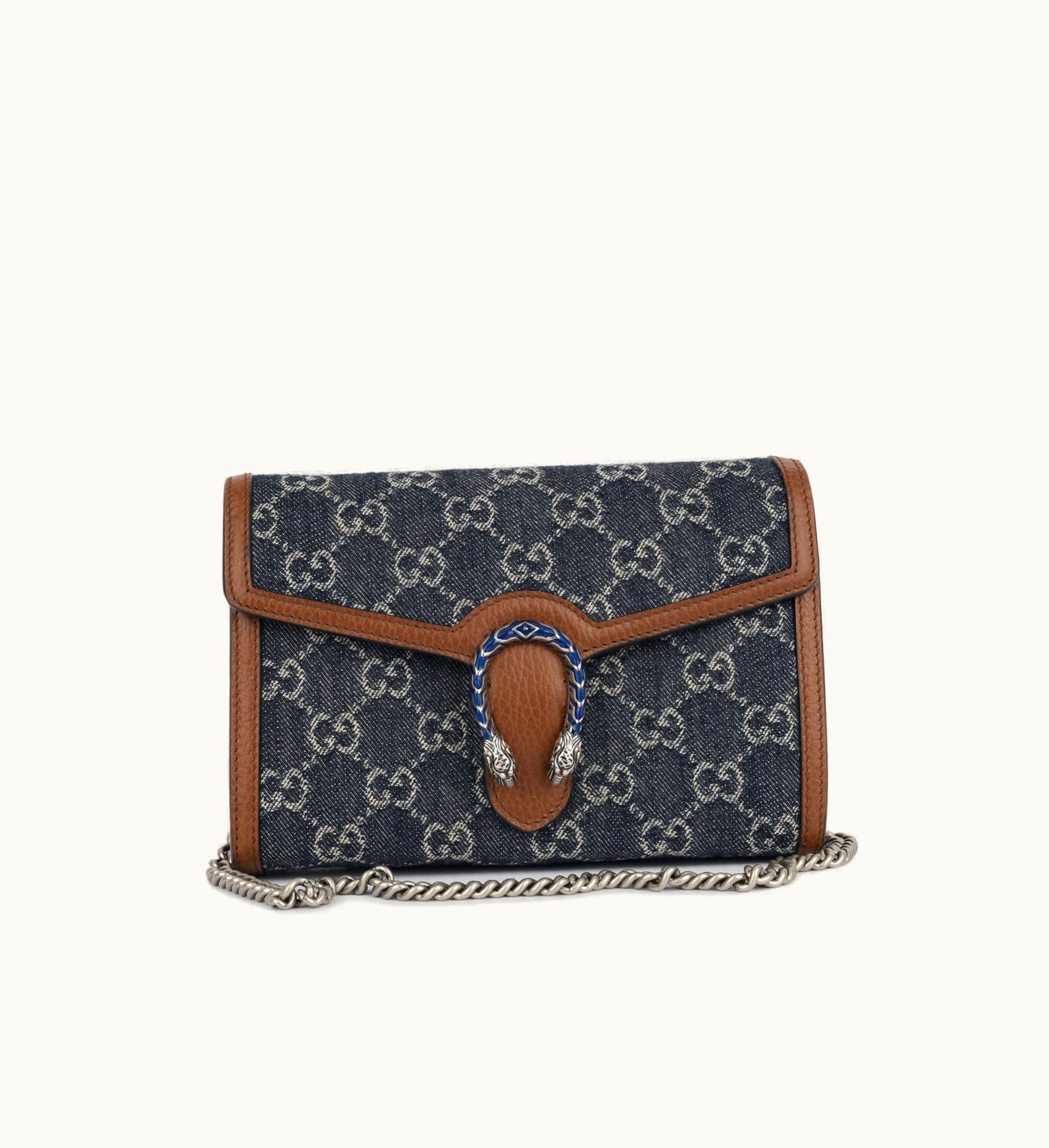 Gucci Gucci Dionysus GG Chain Shoulder Wallet Black