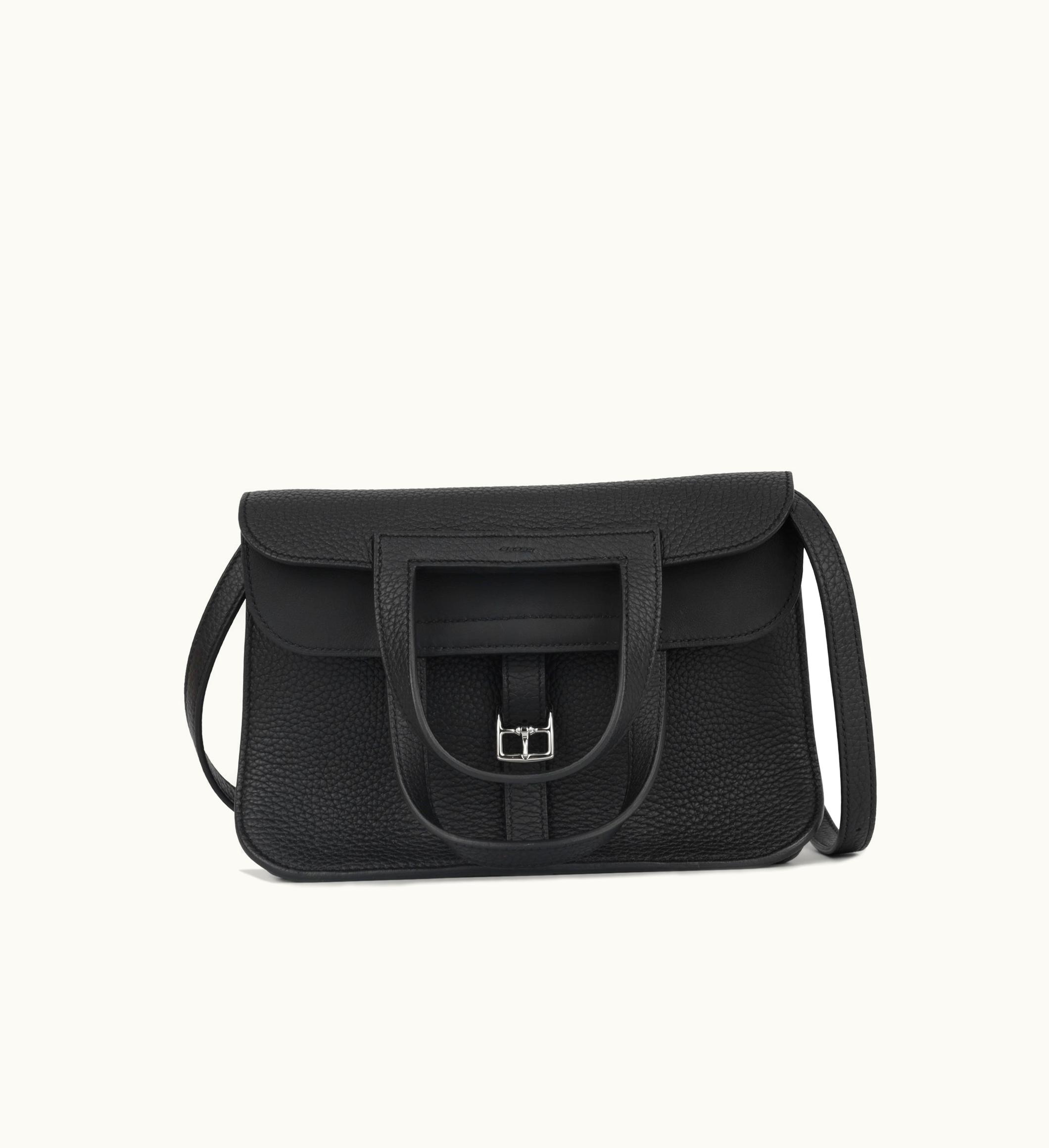 Hermès Hermès Halzan Clemence Leather Bag Noir