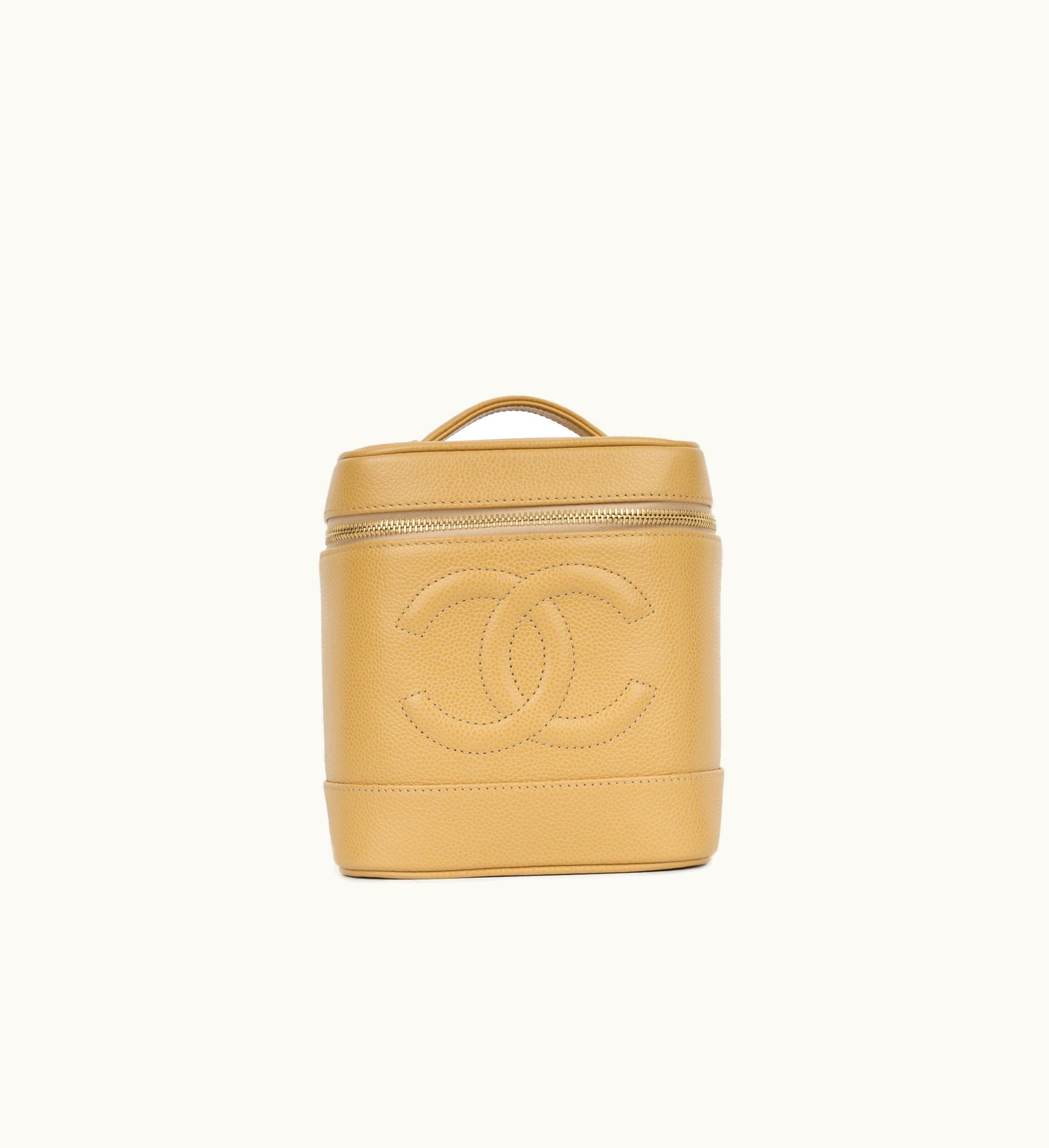 Chanel Chanel Vintage Tall Vanity Case Luxury Beauty Organizer Black Gold