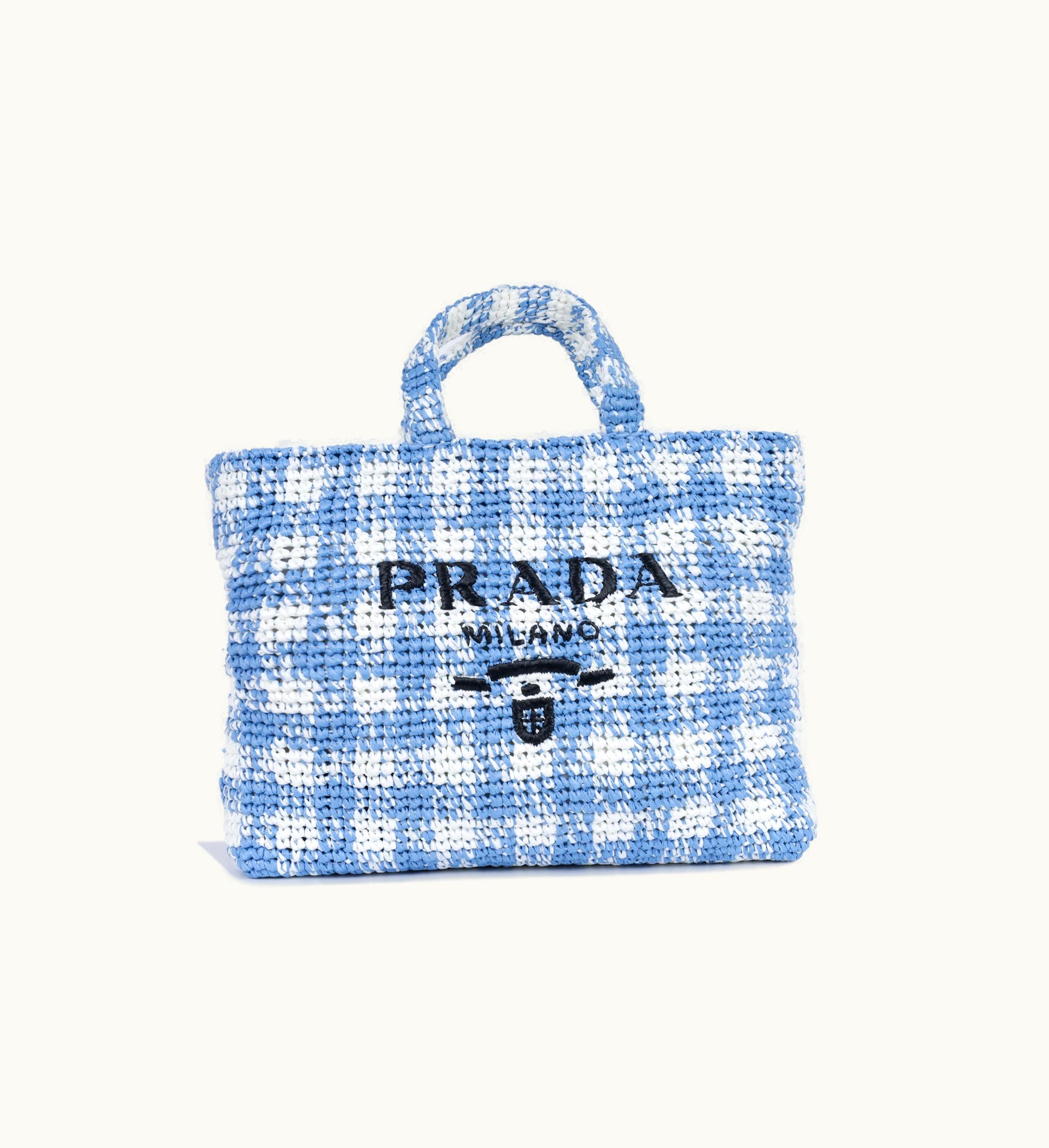 Prada Prada Large Check Crochet Tote Bag