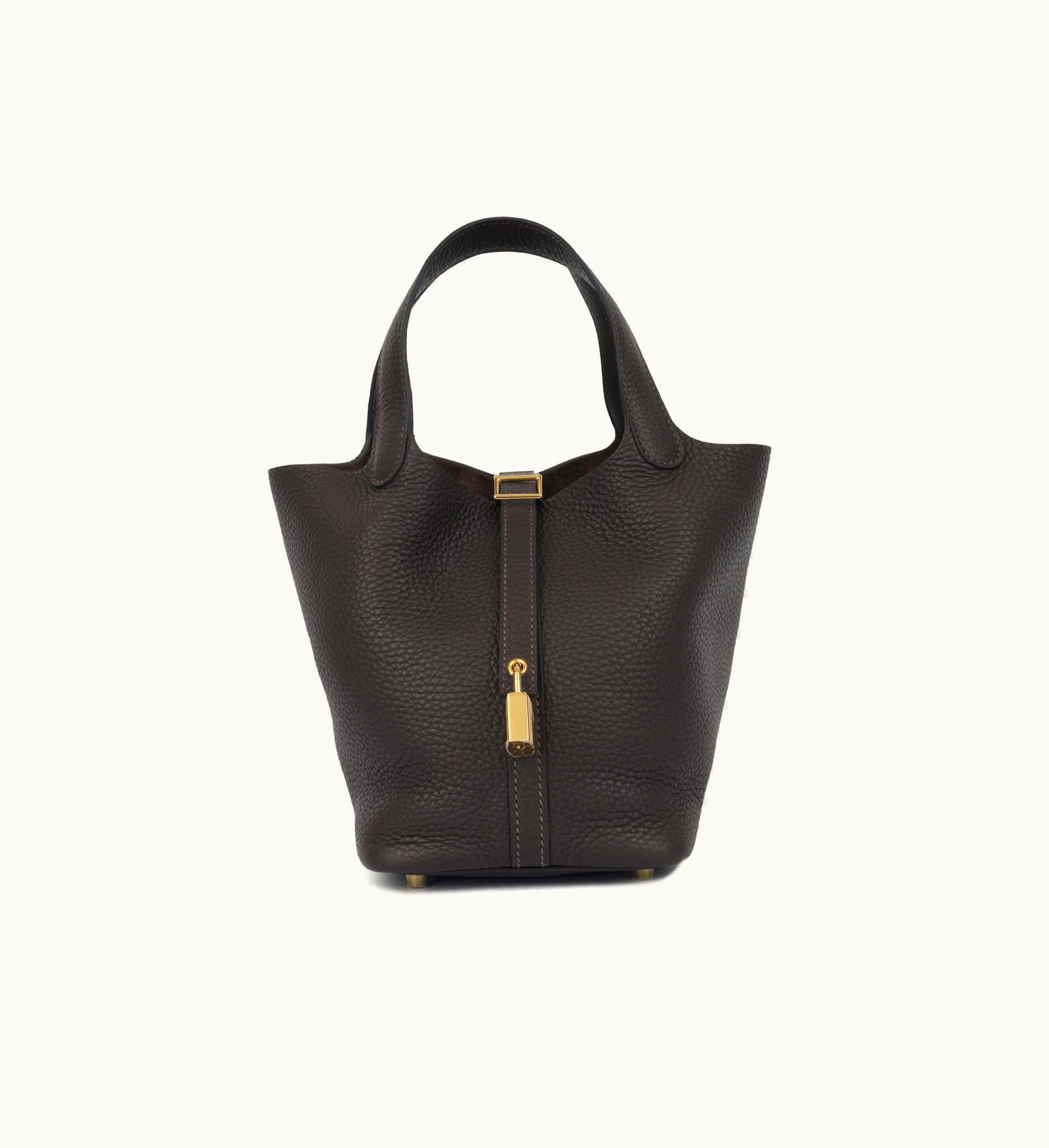 Hermès Hermès Picotin 18 Clemence Leather Handbag Black