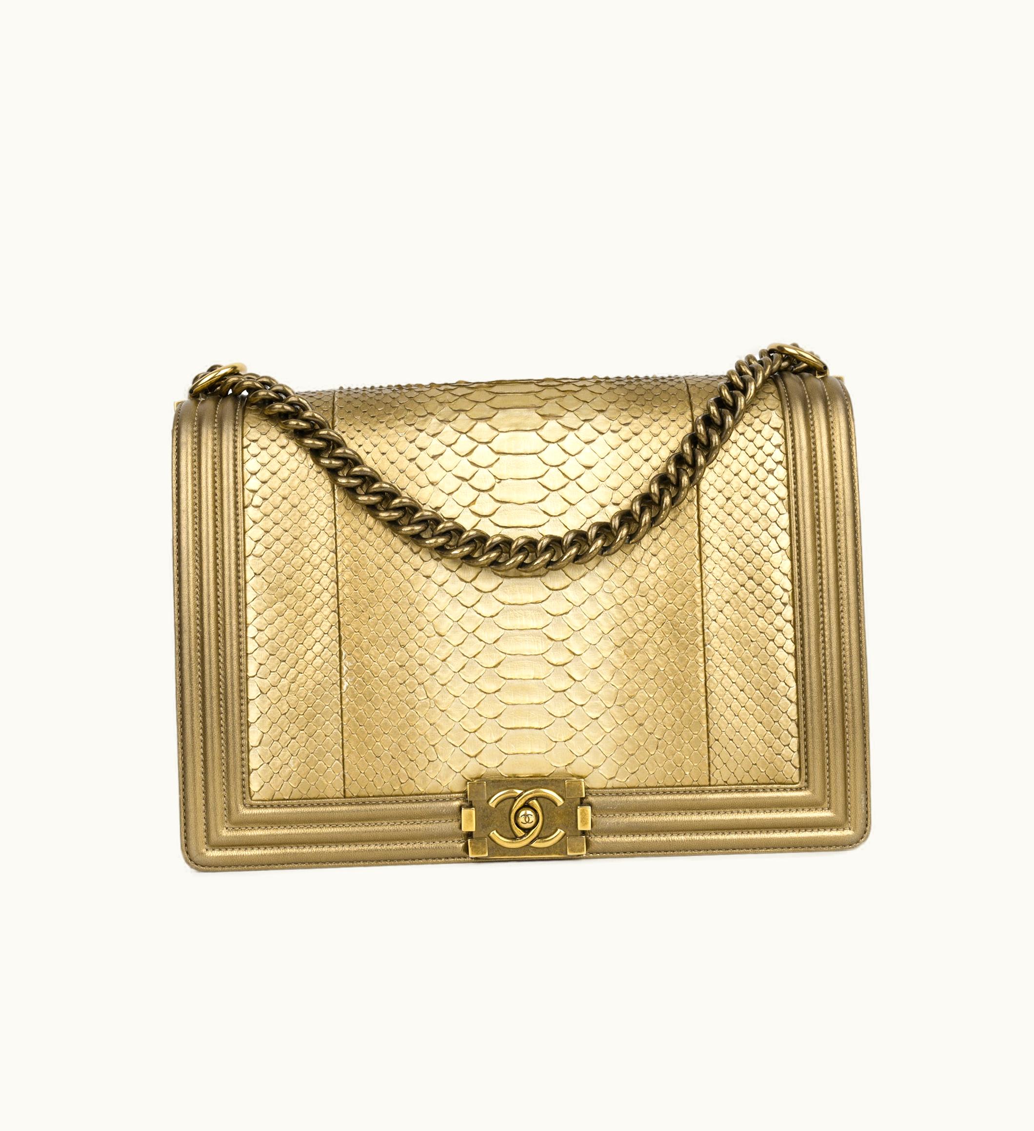 Chanel Chanel Large Boy Bag - Gold Python