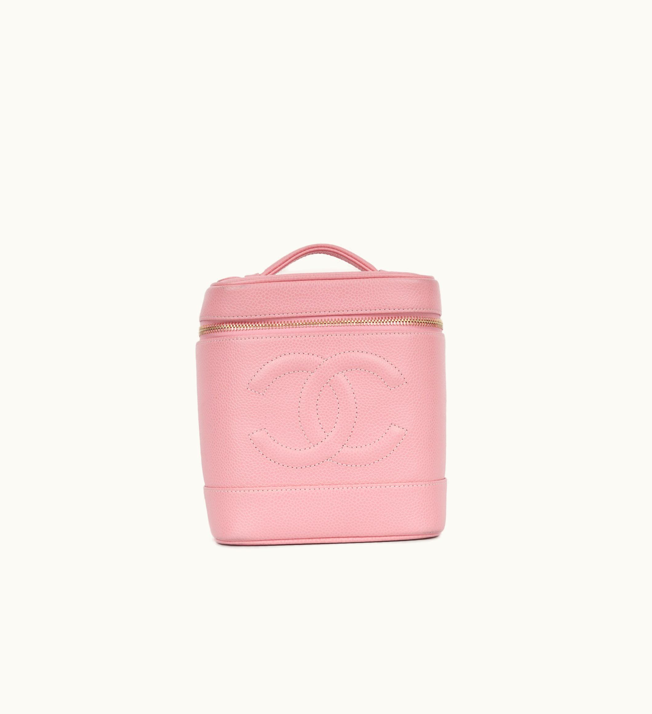 Chanel Chanel Vintage Tall Vanity Case Luxury Beauty Essentials Holder Black Calfskin Gold-toned