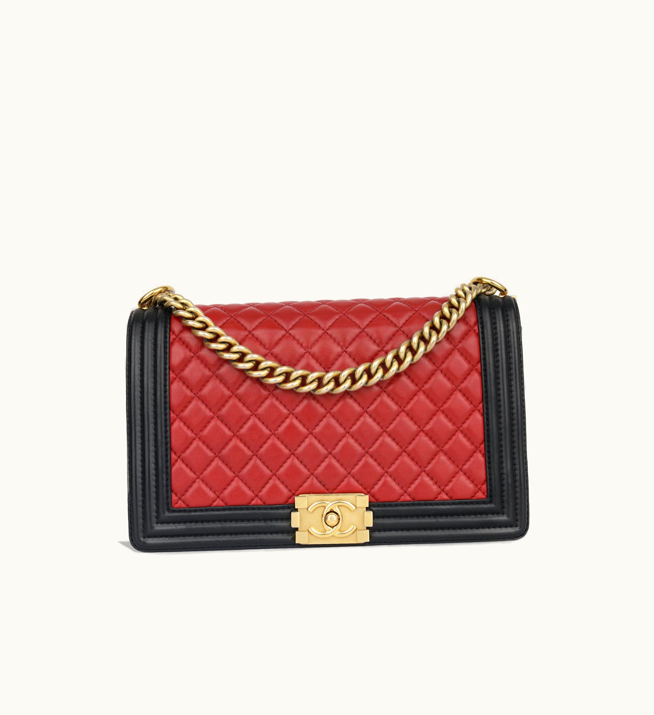 Chanel Chanel Boy Bag - Tweed/Gold Black Medium