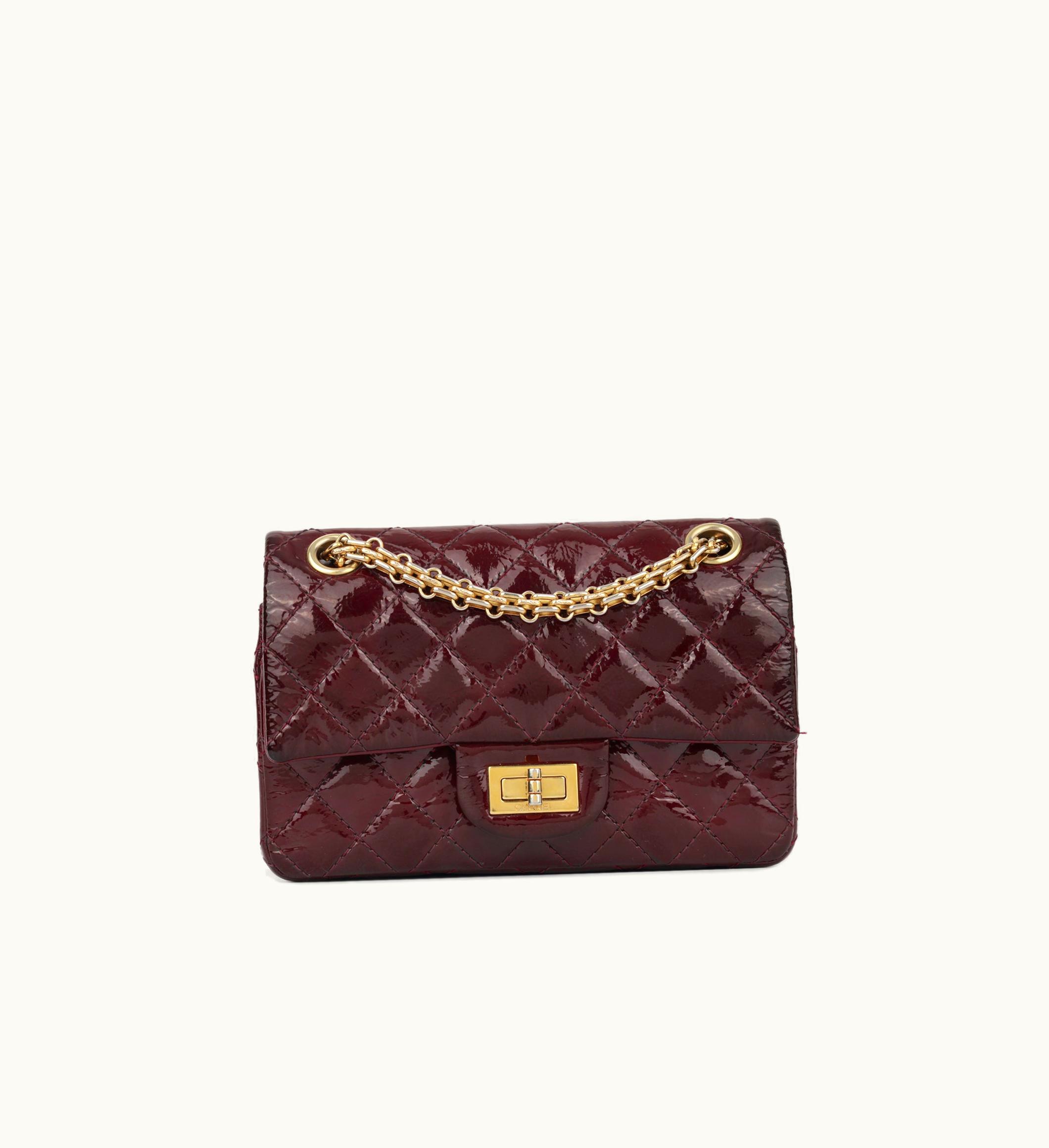 Chanel Chanel Mini Reissue 2.55 Handbag Patent Leather Burgundy
