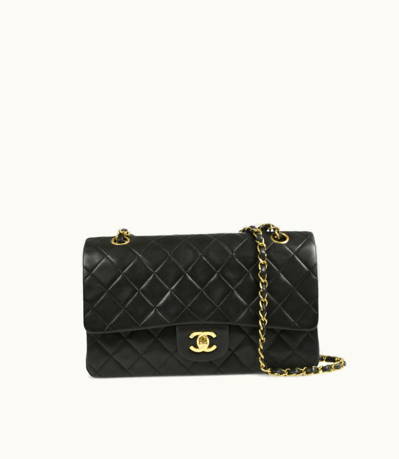 Chanel Chanel 1995 Medium Double Flap Shoulder Bag in Gold Diamond-Quilted Lambskin