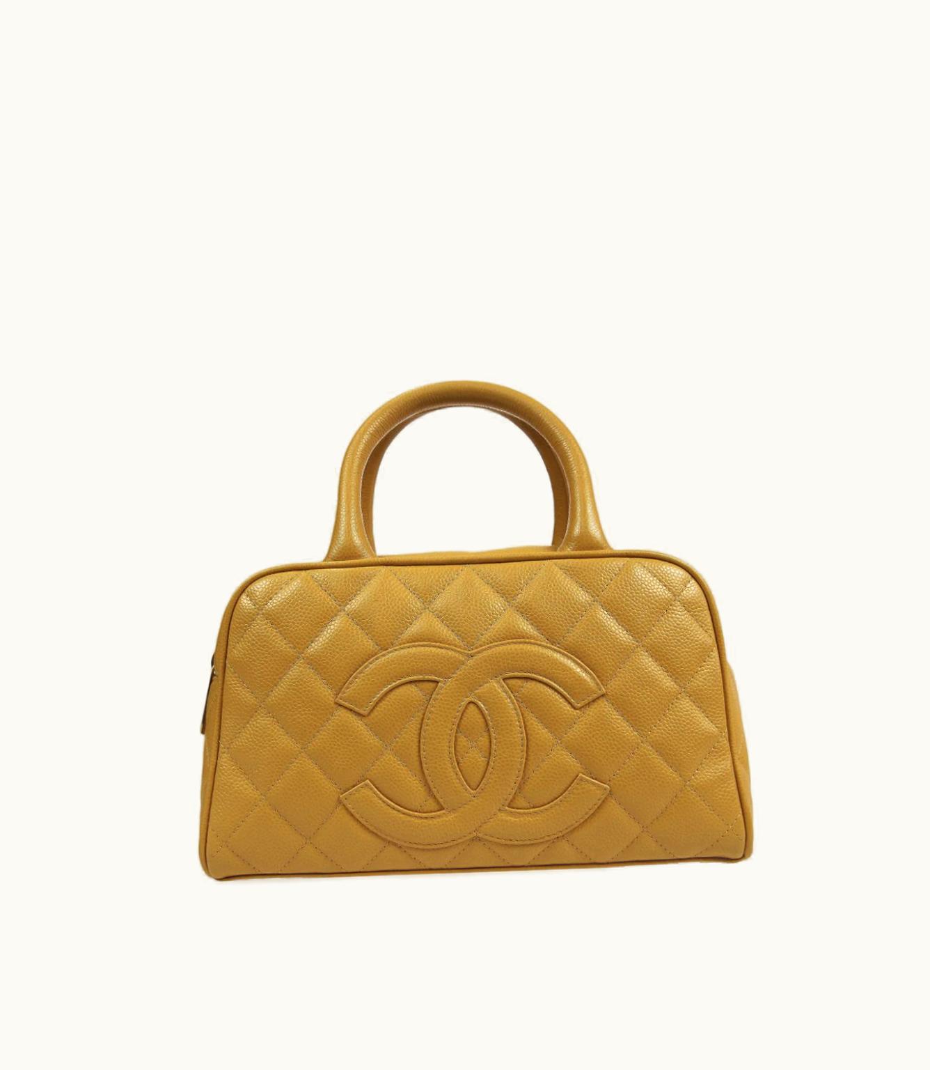 Chanel Chanel Gabrielle 2003 CC Diamond-Quilted Caviar Leather Bowling Bag
