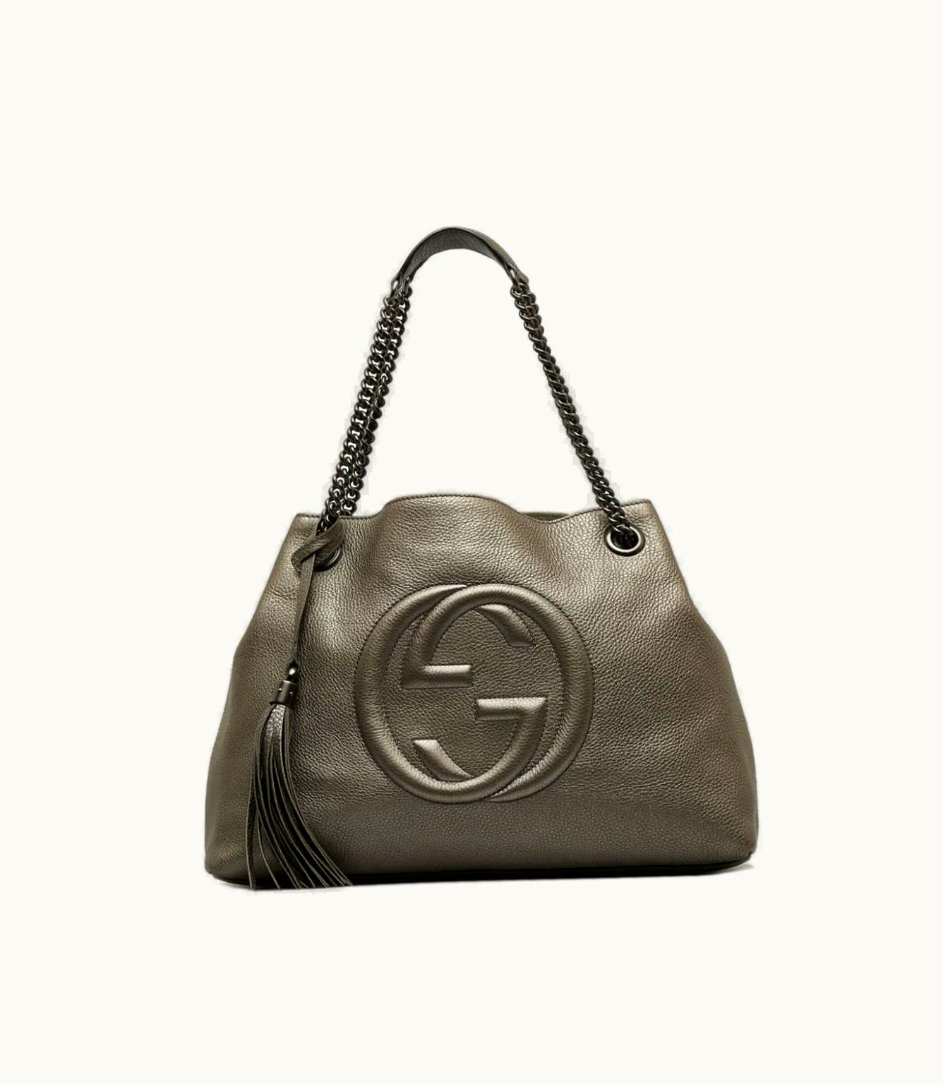 Gucci Gucci Soho Chain Medium Tote Bag Dark Gold