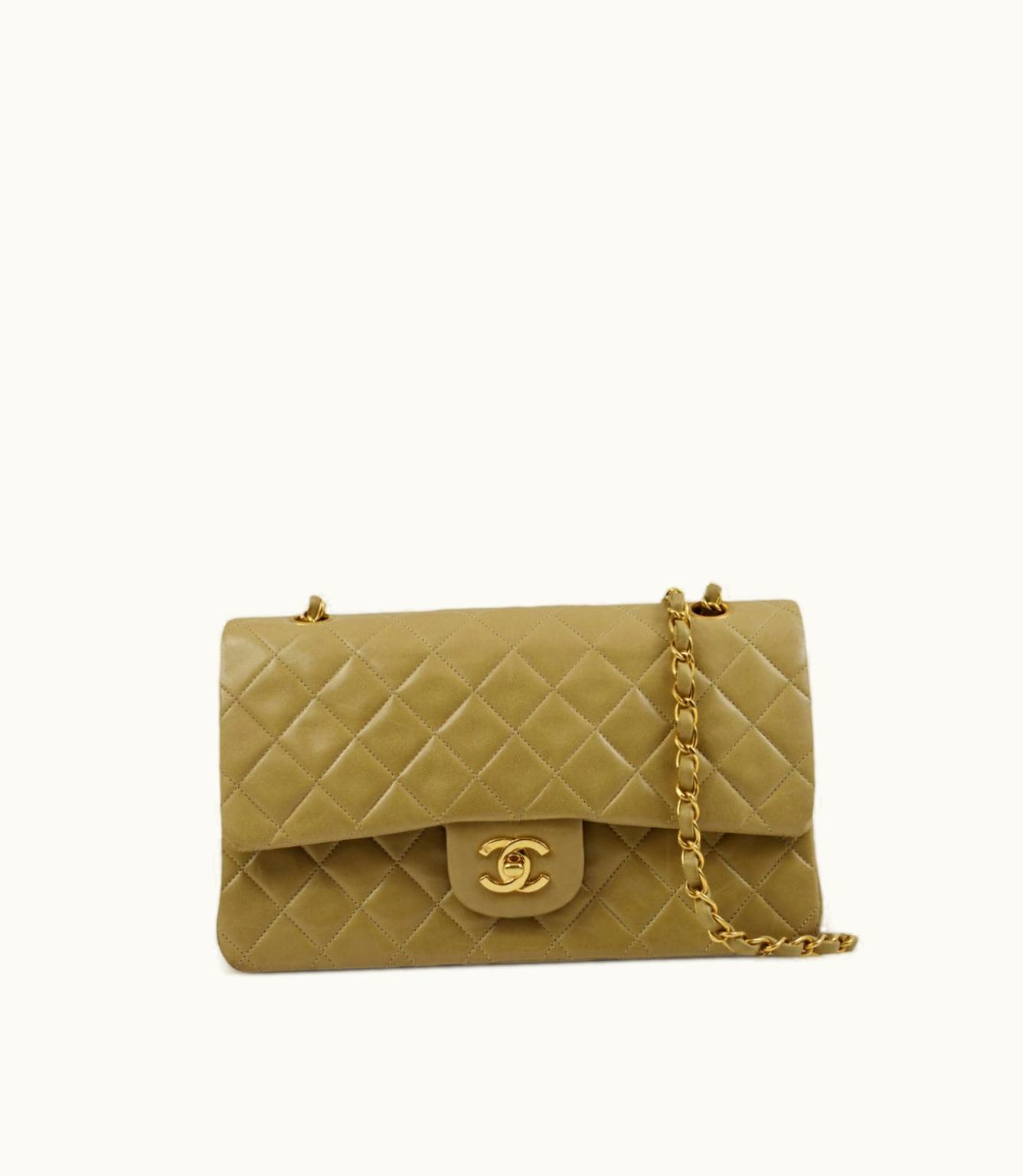 Chanel CHANEL Karl Lagerfeld Beige Double Flap Shoulder Bag