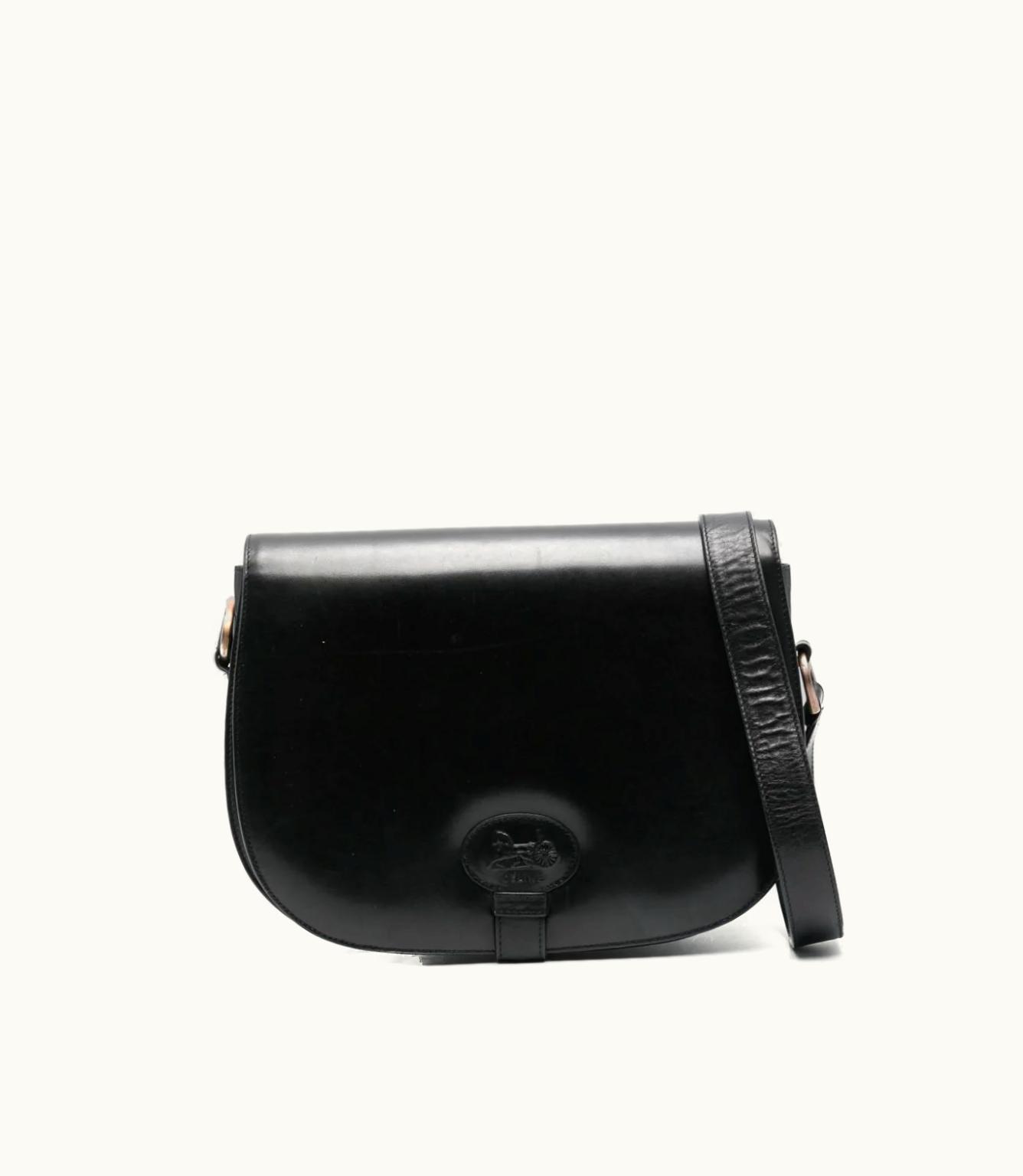 Celine 1970S Carriage Logo Flap Shoulder Bag