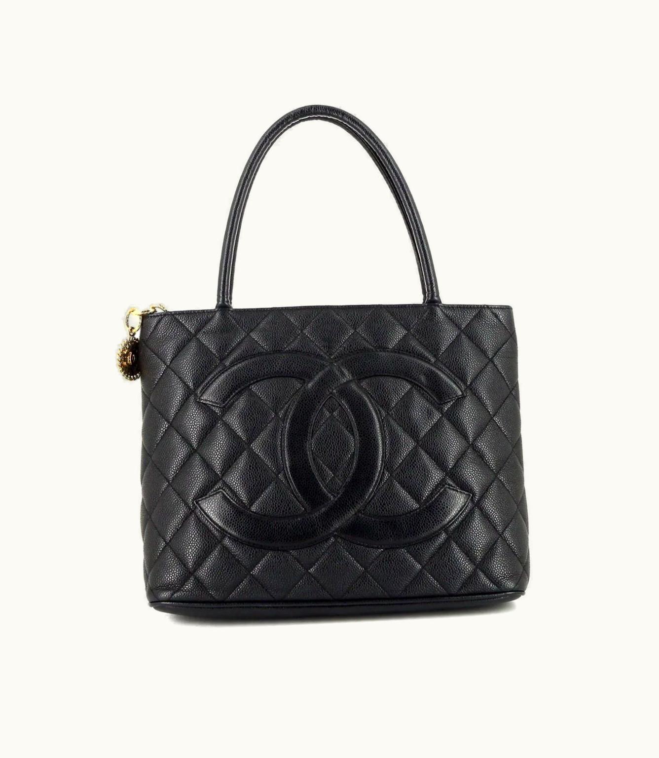 Chanel Chanel 2006 Medallion Tote Bag Black Leather Luxe