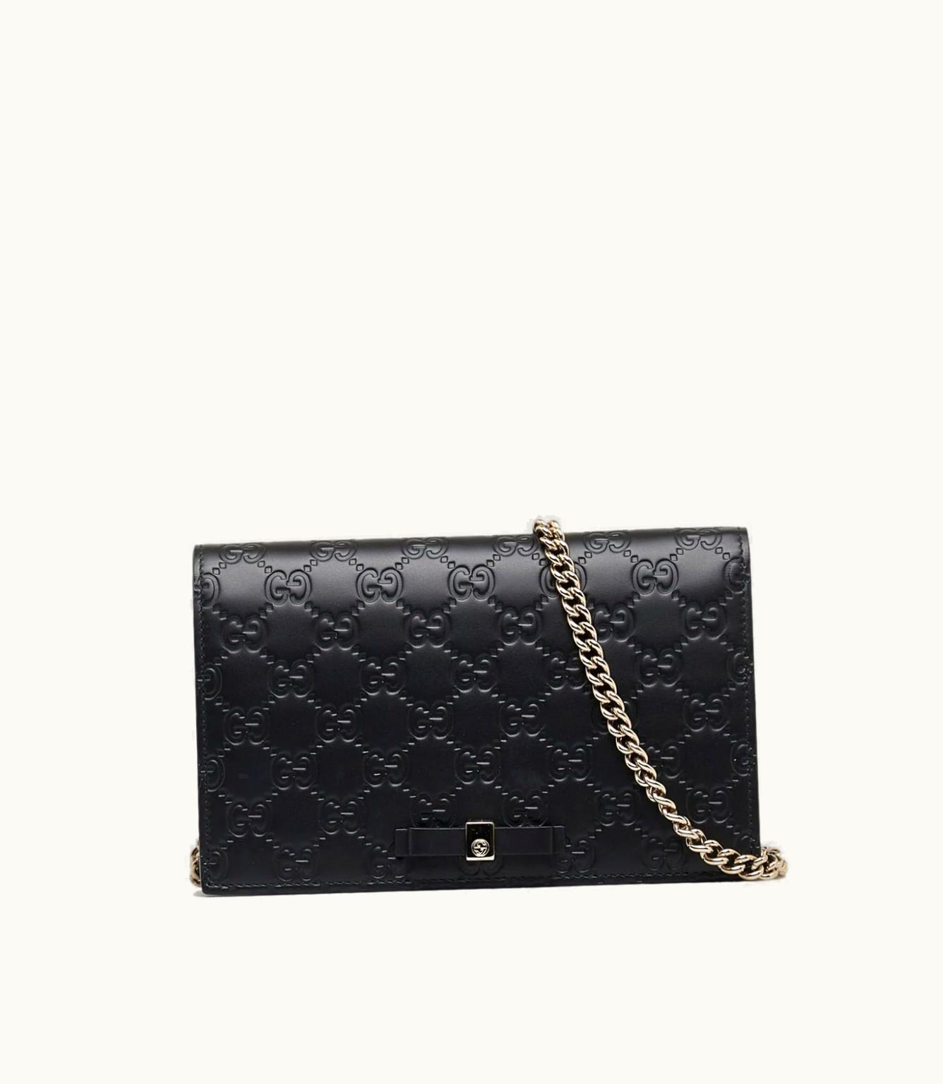 Gucci Gucci 2015-2018 Mini Guccissima Bow Wallet-On-Chain Bag