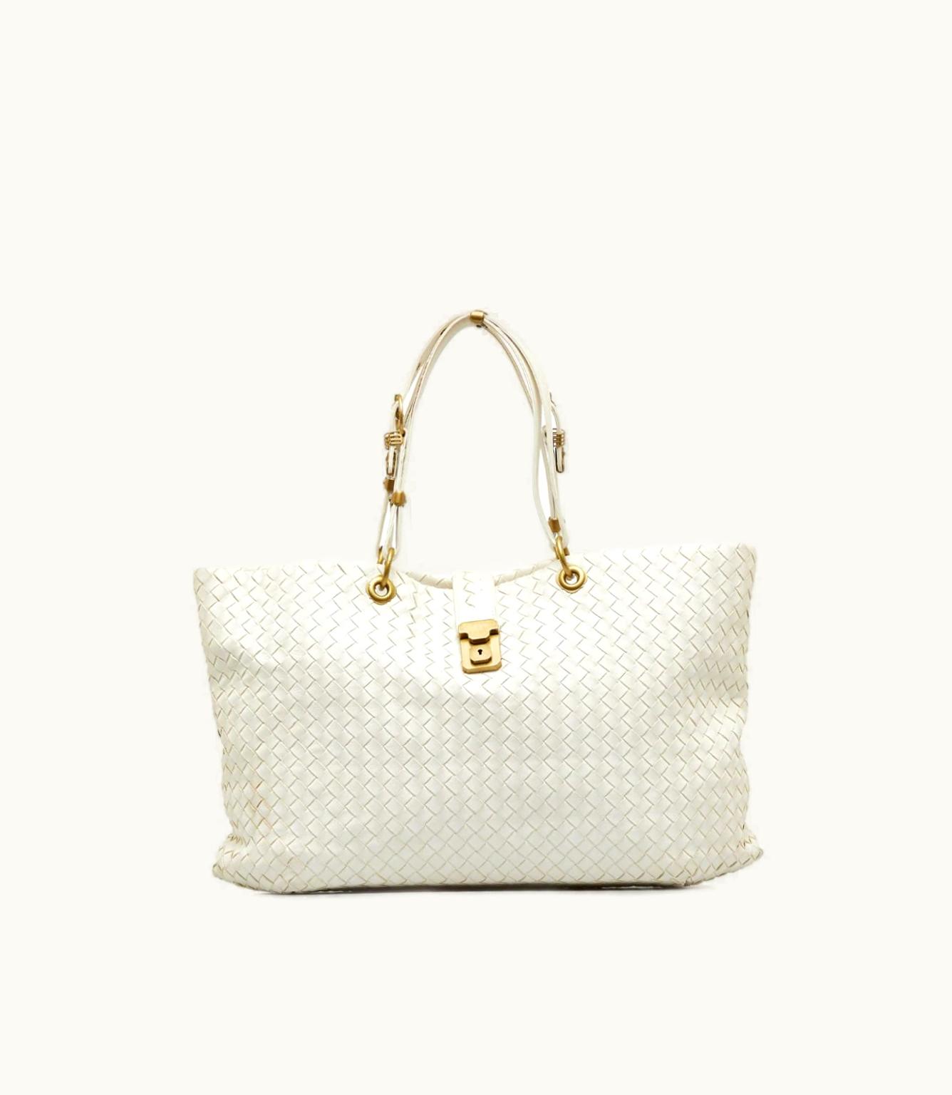 Bottega Veneta Bottega Veneta Capri Intrecciato Tote Bag White