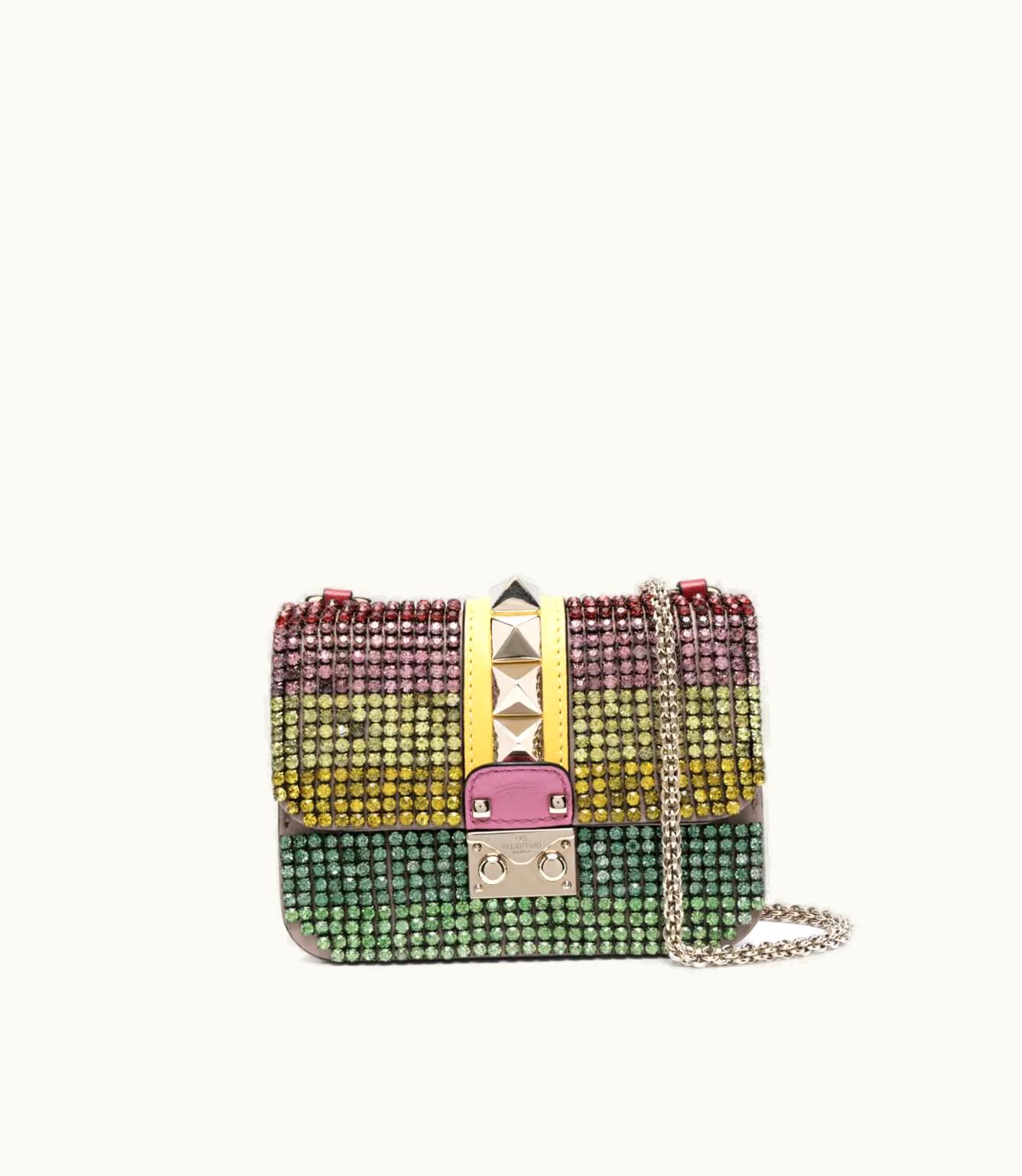 Valentino Valentino Glam Lock Crystal-Embellished Shoulder Bag